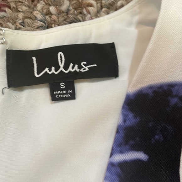 Womens Lulus Seeing Chic Blue and Ivory Print Skater Dress - Picture 6 of 8